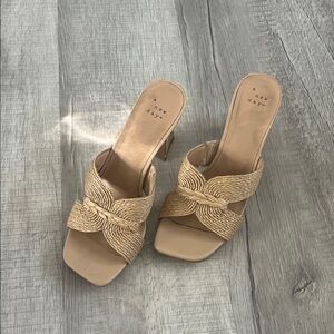 A New Day Beige Woven Mules